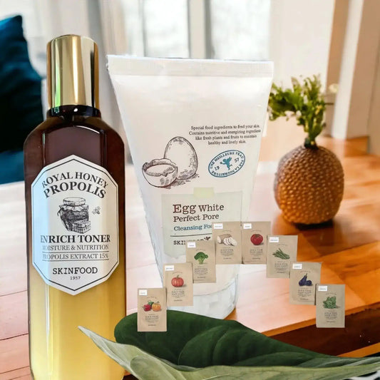 Introducing some of our Brand Stories with SkinFood's Royal Honey Propolis Toner and Egg White Perfect Pore Cleanser.