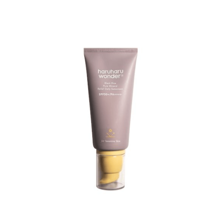Haruharu WONDER - Black Rice Pure Mineral Relief Daily Sunscreen SPF50+ PA++++ tube for sun protection.