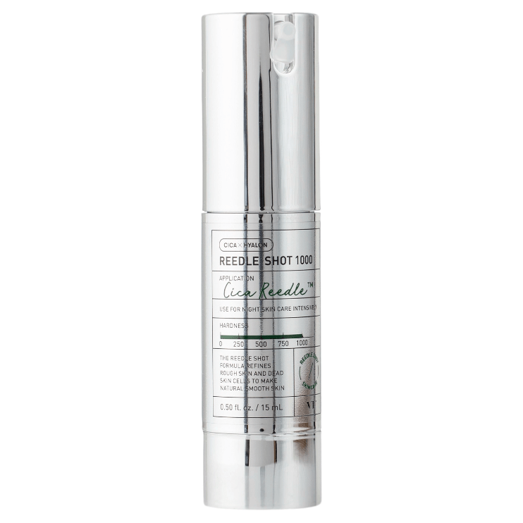 VT Cica Reedle Shot 1000 facial skin care booster in a silver pump bottle