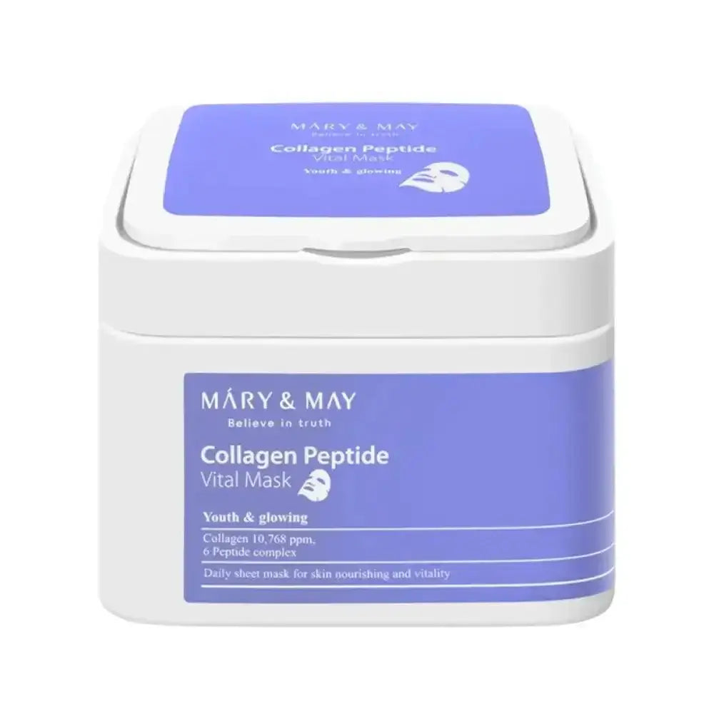 MARY & MAY Collagen Peptide Vital Mask 30pcs anti-aging mask for youthful and glowing skin.