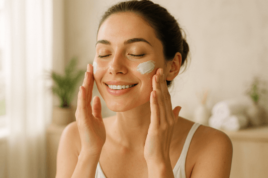 Woman applying skincare cream, embracing sustainability commitment wild life millions.