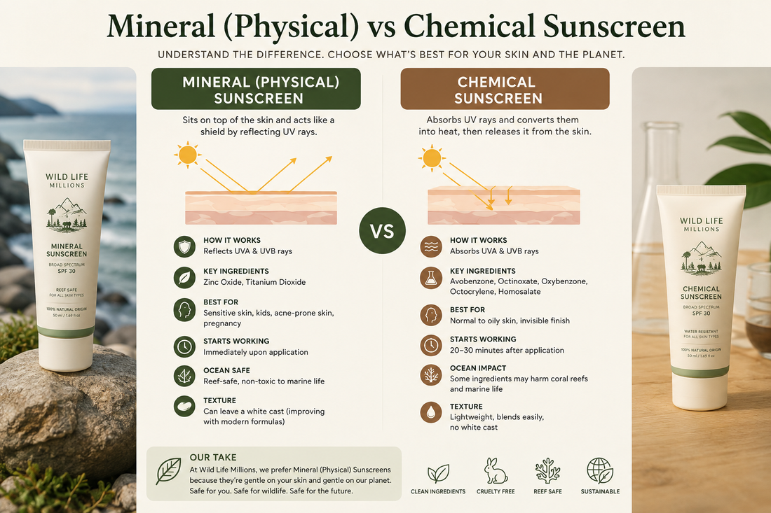 Difference between Mineral / Physical and Chemical Sunscreens