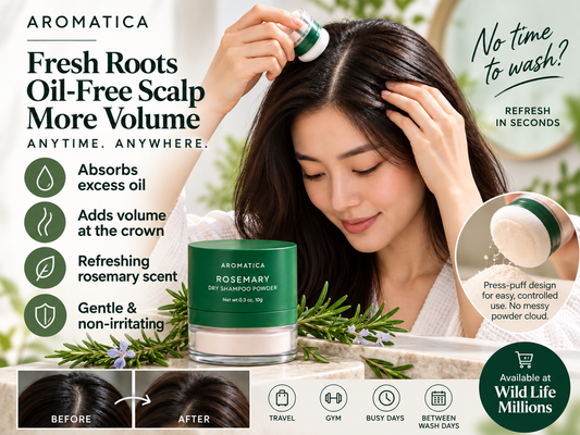 AROMATICA Rosemary Dry Shampoo Powder: Fresh Roots, Less Oil & More Volume Between Wash Days