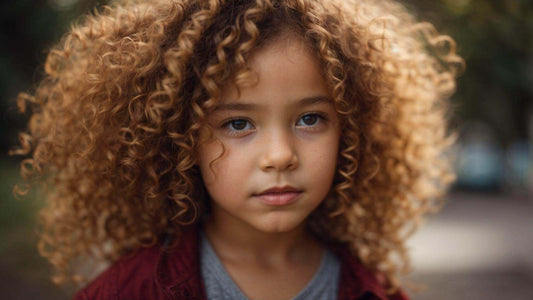 Child with curly hair enjoying the benefits of sulphate-free kids shampoo benefits.