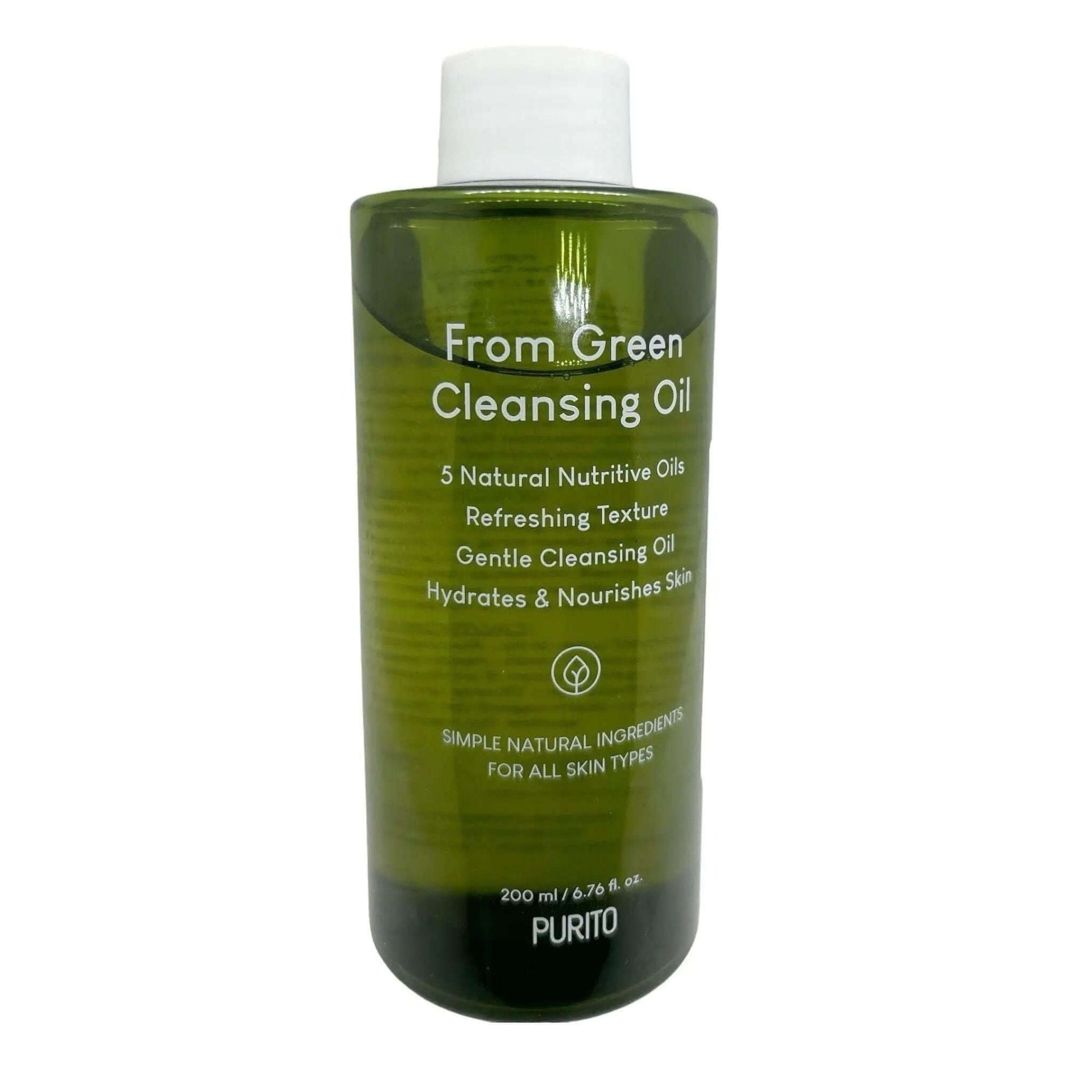 PURITO From Green Cleansing Oil 200ml bottle featuring natural oils, hydrating and gentle cleansing.